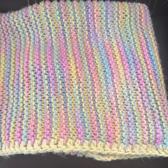 Handmade Blanket Throw Crochet Knit Pastel Baby Granny 40”x25” - Picture 1 of 7